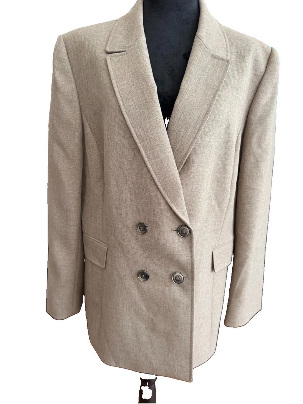 Tahari Arthur S Levine ladies plus heathered tweed double breasted blazer SZ 18